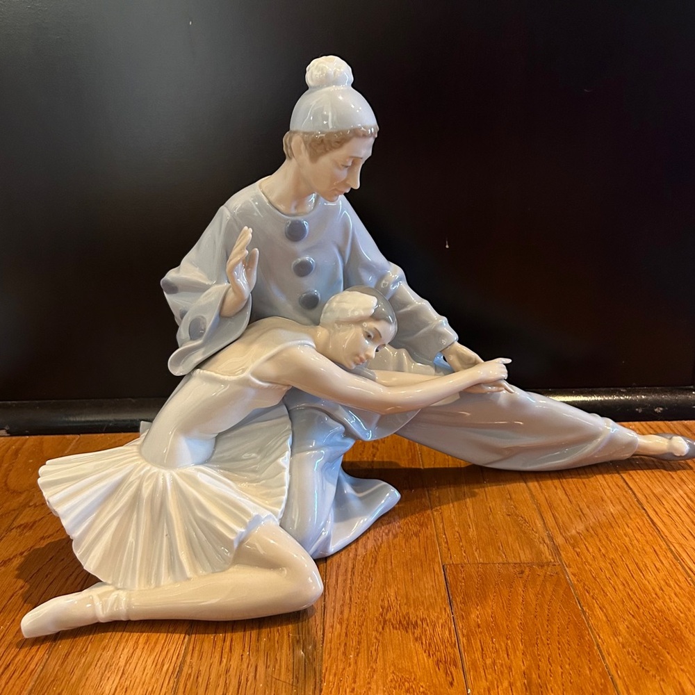 Lladro Porcelain Ballerina and Clown Figurine
